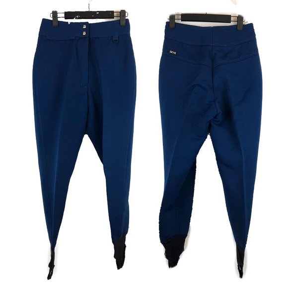 SKYR Vintage VTG Blue Wool Ski Pants Kids 10 Womens 26 2 - Picture 1 of 11